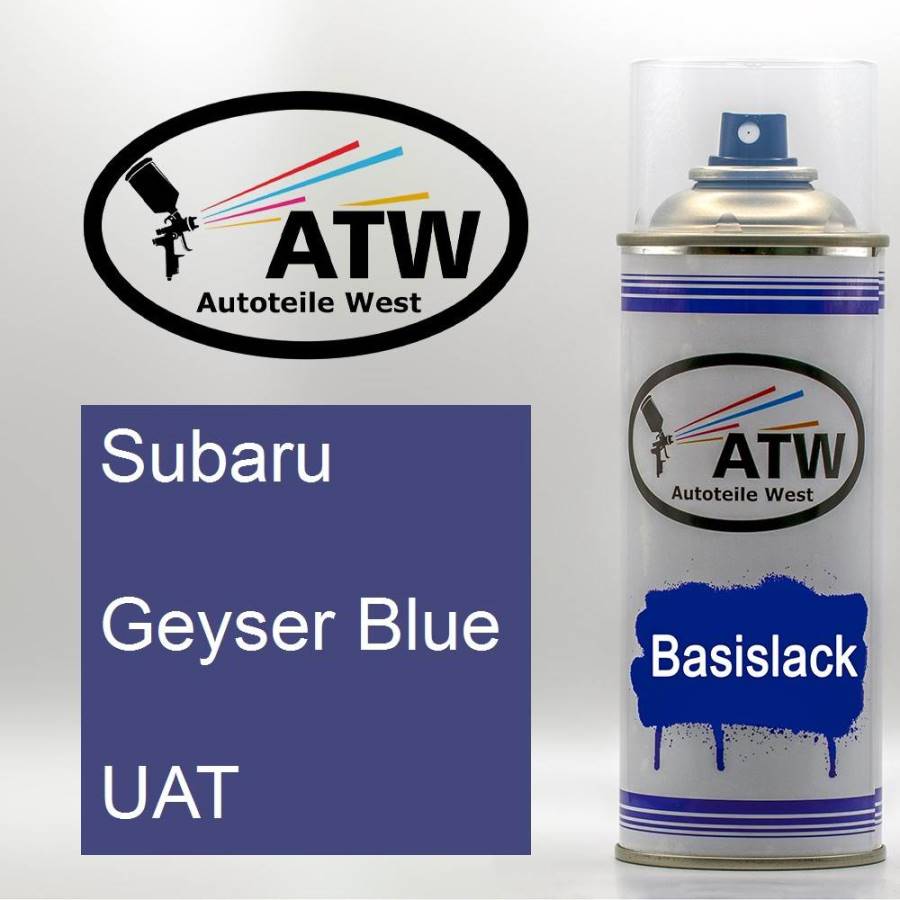 Subaru, Geyser Blue, UAT: 400ml Sprühdose, von ATW Autoteile West.